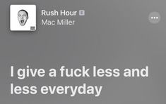 an email message with the words rush hour and mac miller on it's screen