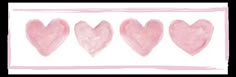 four pink hearts are arranged in a row