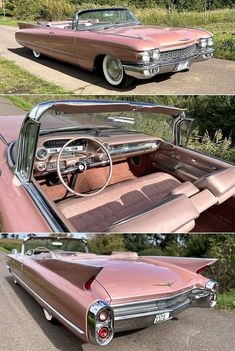 the interior and dashboard of an old car in different stages of being restored with new paint