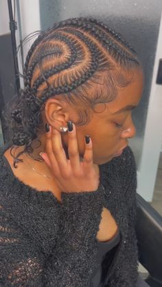 side part sleek braided ponytail Two Buns Stitch Braids, Feed In Braids With Two Buns, Corn Row Braids Design, Stitch Braids Cornrows With Bun, Feed In Bun Braids, 5 Stitch Feed In Braids, Cornrow Buns, Feed In Bun, Stitch Braids Into Bun