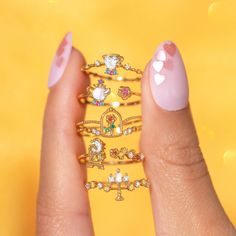 Disney Rings Princess, Beauty And The Beast Merch, Carrie Core, Disney Princess Rings, Beauty And The Beast Nails, Disney Princess Jewelry, Disney Wedding Rings, Proper Tea, Disney Rings