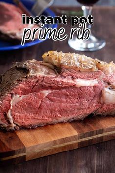 a piece of meat sitting on top of a wooden cutting board