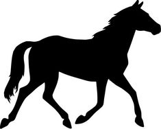 a black silhouette of a running horse