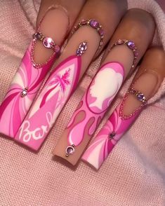 Barbie Pink Nails, Long Acrylic Nail Designs, Nails Now, Long Square Acrylic Nails, Nails 2023, Summer Acrylic Nails, Pink Acrylic Nails, Luxury Nails, Fire Nails