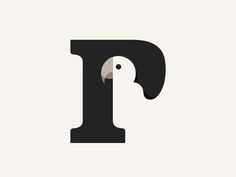 the letter p is made up of black and white letters with a bird on it