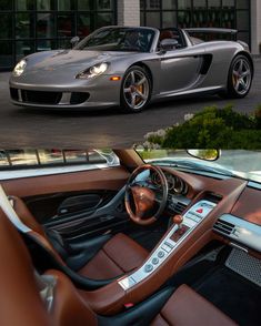 the interior and exterior of a sports car