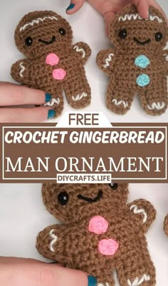 crochet gingerbread man ornament with free pattern and instructions to make it