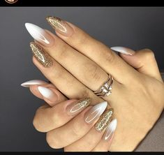 Pastel And Gold Nails, Gold White And Black Nails, Green Clear Nails, Hard Gel Nails Design Simple, Glitter Almond Acrylic Nails, Nails With Gold Details, Nail 2022, Nail Christmas, Fall Nail Design