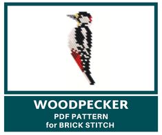 a cross stitch pattern for a woodpecker sitting on top of a white background