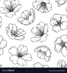 black and white flowers on a white background seamless pattern for fabric or wallpaper