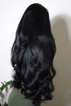 Long Luscious Hair Aesthetic, Black Hair Asthetics, Black Hair Healthy, Very Dark Black Hair, Good Hair Aesthetic Black, Thick Black Curly Hair, Thick Black Hair Aesthetic, Thick Shiny Hair Healthy, Long Black Thick Hair