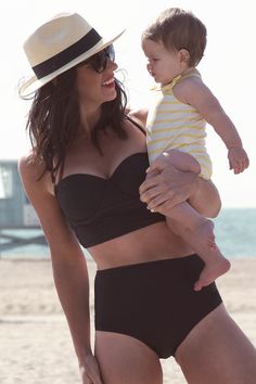 | albion fit pinup bikini | this suit! this hat! this baby! @Albion Atlantis Fit How To Have Style, Albion Fit, Inspiration Mode, Mom Style, Beach Style, Summer Wear, Look Fashion, Spring Summer Fashion, Bathing Suit