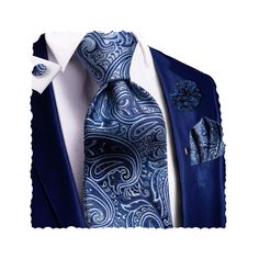 PRICES MAY VARY. You Can Get：Include 1*silk Necktie+ 1*Flower Lapel Pin + 1*Pocket Square + 1 pair of Cufflinks.The pattern and fabric of the tie set remain consistent,solving the matching problem for you Size Information：Necktie: 3.4"x 59"(8.5 cm x 150 cm);Handkerchief: 9.8"x 9.8"(25 cm x 25 cm);Cufflink Diameter:0.55"(1.4 cm).Ties and pocket squares come in well packaging with a white cardboard box Superior Material：Made of woven microfibre,soft to the touch,colourful and beautiful.The stitching and threads are gorgeous.High quality interlining makes tying knots easier More Occasions: Fashionable and classic Hi-Tie silk ties are suitable for daily life,business work,homecoming dances,weddings,ceremonies,casual parties,important moments and more Great Service: Any unsatisfactory can be co Blue Paisley Print Ties For Black Tie Events, Blue Paisley Print Ties For Business, Reindeer Candy, Elegant Semi-formal Paisley Print Ties, Elegant Multicolor Paisley Print Ties, Tree Santa, Tying Knots, Semi-formal Paisley Print Standard Tie, Flower Lapel