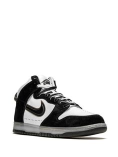 Black White Sneakers, Metallic Sneakers, Black And White Sneakers, High Design, Nike T, Nike Dunk High, High Sneakers, Dunk High, Swoosh Logo