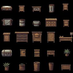 a bunch of different types of furniture on a black background