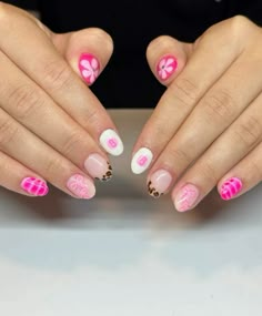 Short Nails Ideas Easy, Pink Nail Designs Short Nails, Nail Into Square, Almond Nail Inspo With Gems, Very Short Nail Inspo Summer, Pick Nails Design, Sunner Nails Idea, Full Colored Nails, Short Builder Gel Nails Design