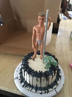 there is a cake with a figure on it