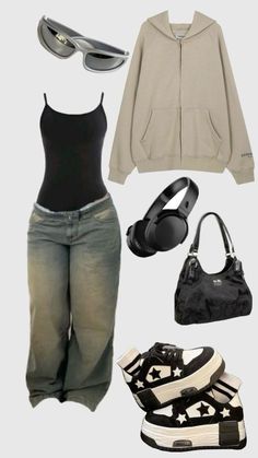 Cropped Denim Top Outfit, How To Style Uniform, Khy Clothing, Outfits Cold, Clothes Streetwear, Y2k Outfit Ideas, Cute Styles, Dream Outfits