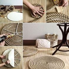 the steps to making rope coasters are shown