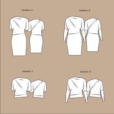 four different views of the back and sides of a dress