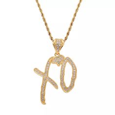 Xo The Weeknd Gold Iced Out Rhinestone Pendant Necklace On 24�” Gold Chain Made From Zinc Alloy Xoxo Necklace, Xo Necklace, Hip Hop Necklace, Letter Earrings, Letter Pendant Necklace, Party Necklace, Cubic Zirconia Jewelry, Fashion Jewelry Sets, Letter Pendants