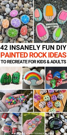 rock painting ideas Beginner Rock Painting, Painting Rocks Ideas Easy For Kids, Kindness Rocks Ideas Easy, Kids Rock Painting, Hello Kitty Rock Painting, Cute Things To Paint On Rocks, Painted Rocks Ideas Easy Animals, Easy Rock Painting Ideas Simple, Kawaii Rock Painting