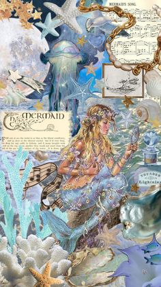 an altered collage with mermaids and sea creatures