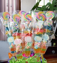 candy lollipops and candies in clear cello bags