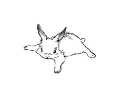 a black and white drawing of a rabbit