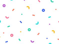 colorful confetti and sprinkles are scattered on a white background in this seamless pattern