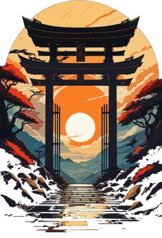 Torii Gate Art -- Choose from our vast selection of Crewneck and V-Neck T-Shirts to match with your favorite design to make the perfect graphic T-Shirt. Pick your favorite: Classic, Boxy, Tri-Blend, V-Neck, or Premium. Customize your color! For men and women. Japan Art Wallpaper, Japanese Torii Gate Tattoo, Japanese Art Aesthetic, Torii Gate Drawing, Torii Gate Aesthetic, Japanese Expressions, Japan Bento, Torii Gate Wallpapers, Torii Gate Illustration