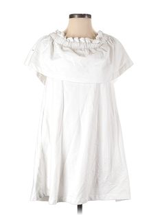 H&M Casual Dress Size: 4 White Dresses - used. 85% COTTON, 13% POLYESTER, 2% ELASTANE, Popover, Ruffles, Short, Short Sleeve | H&M Casual Dress - Popover: White Dresses - Used - Size 4 H&m Summer Dresses With Ruffles, Casual H&m Dresses With Ruffles, H&m Short Sleeve Midi Dress For Daywear, H&m Sundress For Daywear, H&m Sundress For Brunch, H&m Flowy Daywear Dresses, H&m Short Sleeve Dresses With Ruffles, H&m Summer A-line Dresses, H&m Mini Length Vacation Dresses