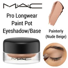 Mac Cosmetics Pro Longwear Paint Pot Cream Eyeshadow In Painterly New In Box Mac Pro Longwear Paint Pot Eyeshadow Is A Highly Pigmented, Long-Wearing, Blendable Cream Eyeshadow That Can Be Worn Alone Or As A Primer With Other Products And Lasts For 24 Hours. Mac Pro Longwear Paint Pot Eyeshadow Goes On Creamy And Dries To An Intense, Vibrant Finish. Benefits Long-Wearing Eyeshadow, 24 Hours Non-Caking Non-Flaking Non-Creasing Water-Resistant Formula Stay-True Color Provides Flexible Cream Eyesha Mac Paint Pots, Creamy Eyeshadow, Makeup Mac, Eyeshadow Base, Mac Eyeshadow, Mac Pro, Eyeshadow Primer, Mac Makeup, Cream Eyeshadow