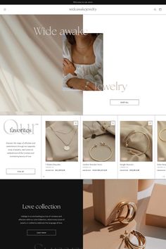 the website for jewelry store is displayed