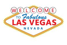 the welcome to fabulous las vegas sign is shown in red, white, and blue