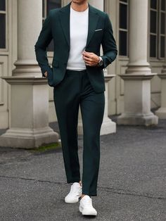 Casual Mens Suits, Men Classy Outfits Suits, Informal Suits For Men, Formal Outfit For Men Weddings, Mens Work Christmas Party Outfit, Green Wedding Outfit Men, Men Lawyer Outfit, Best Suit Colors For Men, Men Courthouse Wedding Outfit