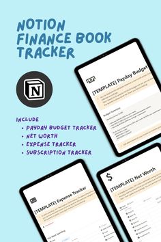 three ipads are shown with the text'not on finance book tracker '