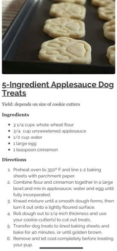 the instructions for how to make dog treats