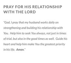 an image of the words pray for hisrelationship with the lord