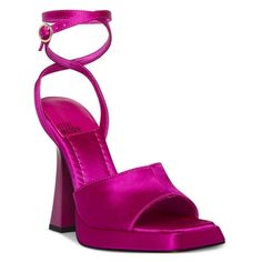 Fuchsia Heels, Steve Maddens, Purple Sandals, Steve Madden Store, Purple Satin, Dress Sandals, Ankle Straps, Dress And Heels, Strap Heels