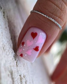 Valentines Nail Art, Valentines Nail Art Designs, Vday Nails, Valentines Nail, Unghie Nail Art, Valentine Nail, Heart Nail Designs, Valentine Nail Art, Red Valentine