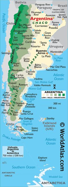 a map of argentina with all the major cities and their names in english or spanish