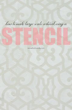 the words stencil are written in pink on a white background with an intricate pattern