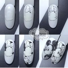 Disney Nail Designs, Mickey Mouse Nails, Disney Inspired Nails, Disney Acrylic Nails, Minnie Mouse Nails, Mickey Nails, Nail Drawing, Anime Nails, Nail Art Disney