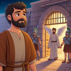 an animated scene of the story of jesus and his men