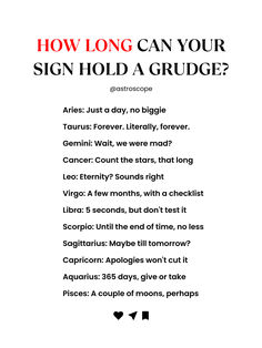 a white sheet with the words how long can your sign hold a grudge?