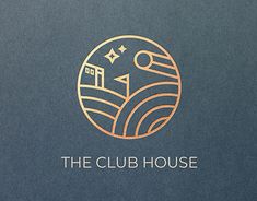 the club house logo is shown in gold and blue colors on a dark gray background