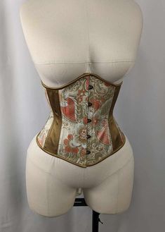 Elegant Underbust Corset With Satin Finish, Underbust Satin Corset With Satin Finish, Elegant Silk Overbust Corset, Fitted Silk Overbust Corset, Gold Underbust Corset, Underbust Corset, Gold Satin, Lace Panelled