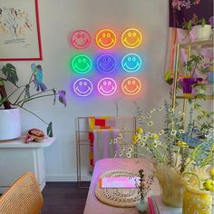 9 Colors Smiley Neon Sign College House, Neon Wall, College Apartment Decor, College Room, Apartment Decor Inspiration, College Apartment, Room Makeover Inspiration, Cute Room Decor, Apartment Room