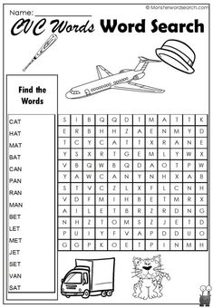 a worksheet with words and pictures for the word search